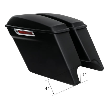 Matte Black 5'' Stretched Saddlebags w/ Bracket For Harley Softail Fatboy 84-17