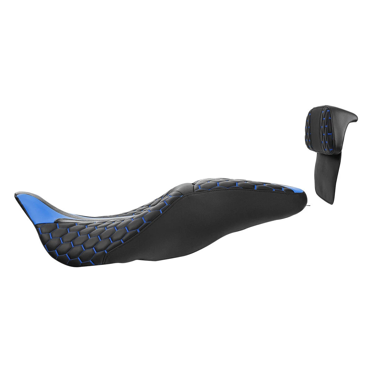 Black Blue Driver Passenger Seat Backrest Pad Fit For Harley Touring 14-23 15 16