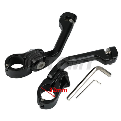 1-1/4" Highway Engine Guard Long Angled Foot Pegs Mount Fit For Harley Glide US