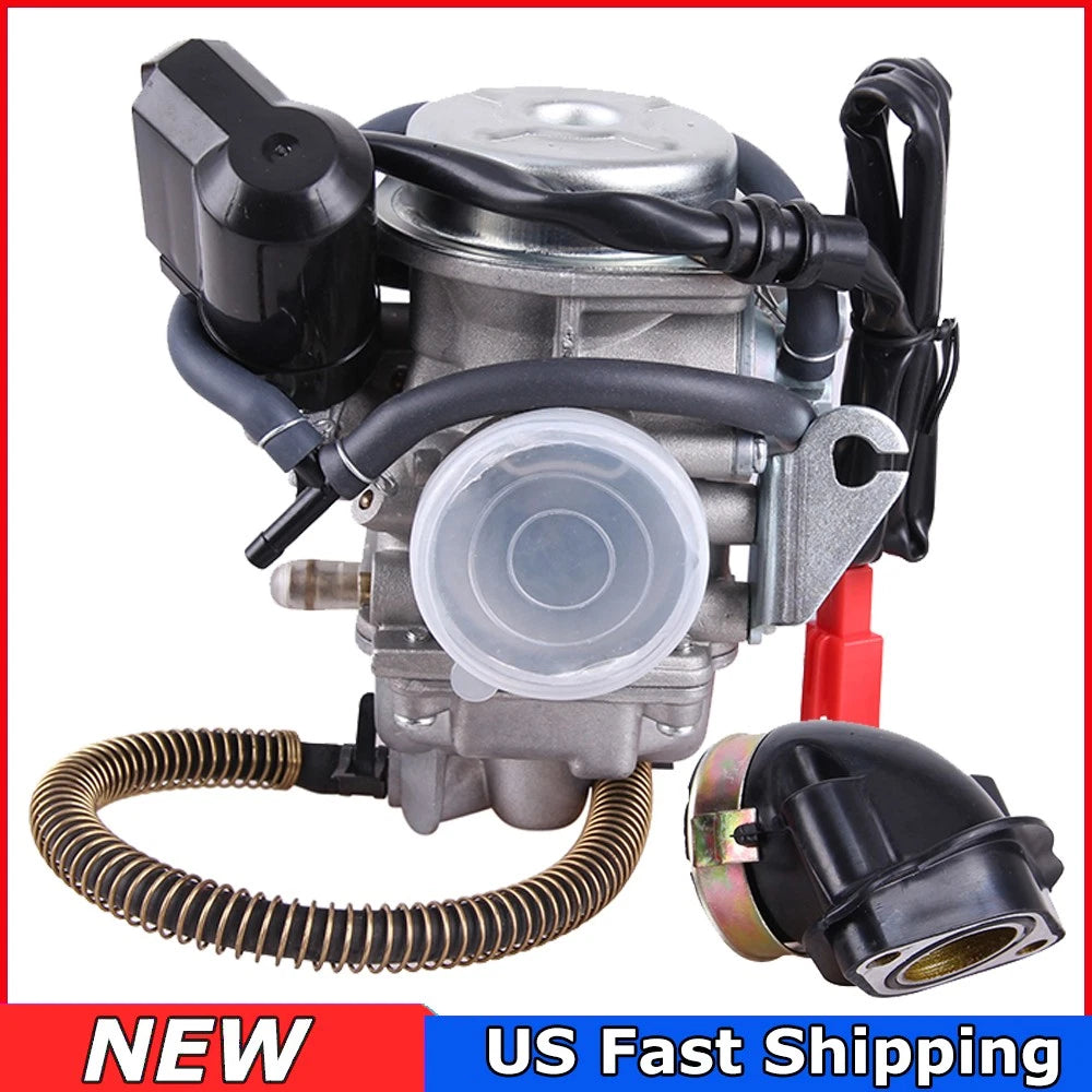 GY6 150CC Carburetor Intake For Scooter Go Kart 125CC 152QMJ 157QMJ 4Stroke 24mm
