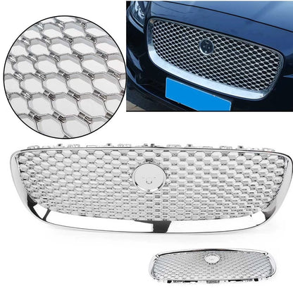 Chrome Hood Grille Front Upper Mesh Radiator Grill Fit Jaguar XF XFR 2016-2020