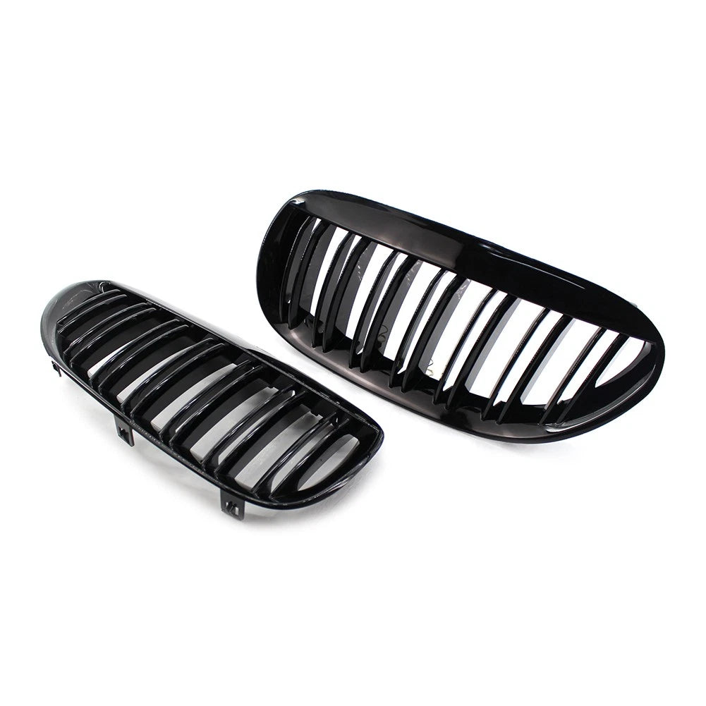 2PCS Front Kidney Bumper Grille For BMW E63 E64 650i M6 2004-2010 Gloss Black US