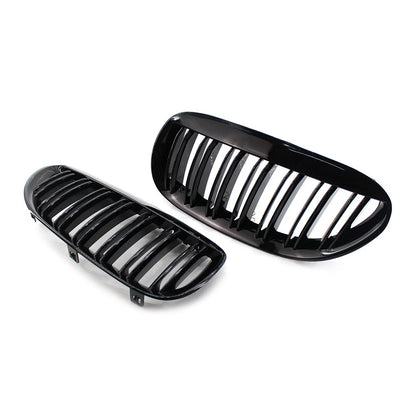 2PCS Front Kidney Bumper Grille For BMW E63 E64 650i M6 2004-2010 Gloss Black US