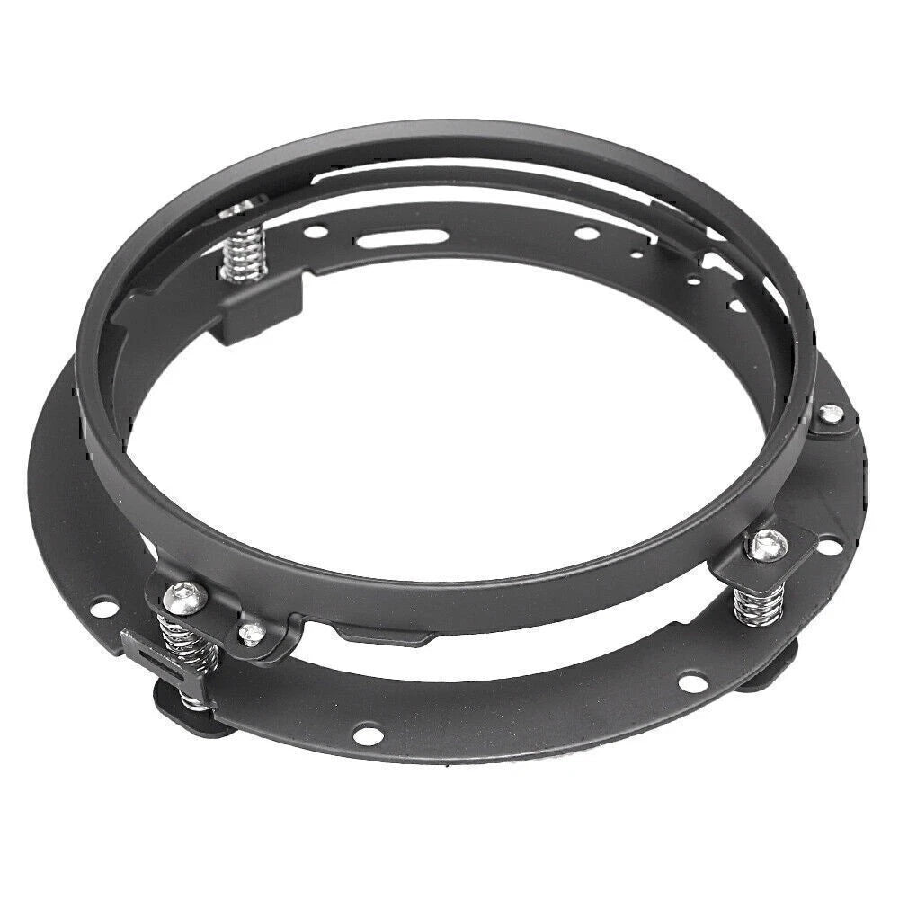 LED 7" Round LED Headlight Ring Bracket Fit Touring Softail Mounting HID Black