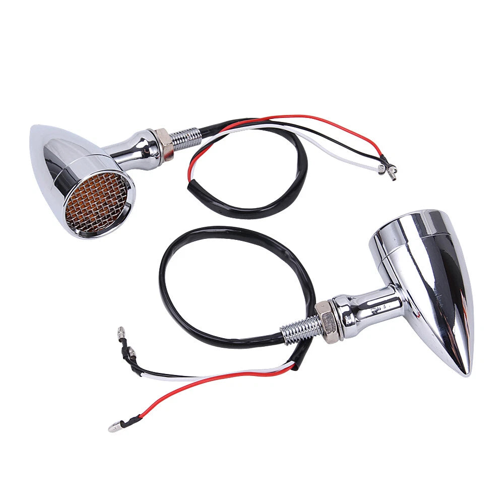 4X Chrome Bullet Motorcycle LED Turn Signal Brake Running Tail Light For Harley