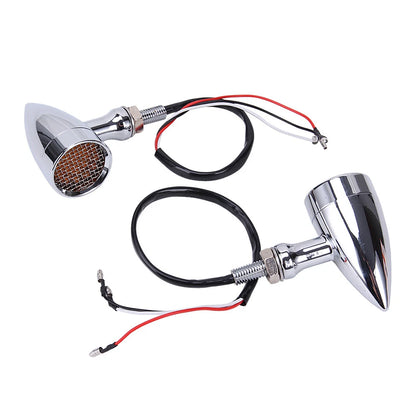 4X Chrome Bullet Motorcycle LED Turn Signal Brake Running Tail Light For Harley