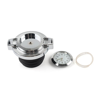 Fuel Gas Tank Oil Cap Cover W/Clock Chrome For Harley Sportster 883 Softail Dyna