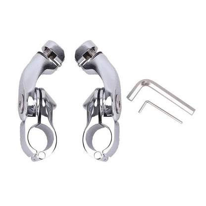 Chrome 1-1/4" Adjustable Highway Short Foot Pegs Mounting Fit For Harley Touring