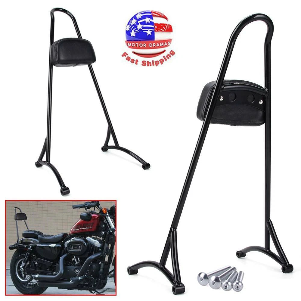Tall Detachable Sissy Bar Backrest Leather Pad For Harley Sportster 1200 883 04+