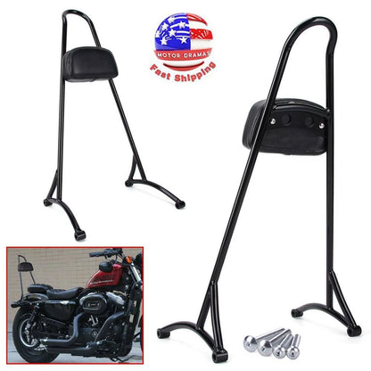 Tall Detachable Sissy Bar Backrest Leather Pad For Harley Sportster 1200 883 04+