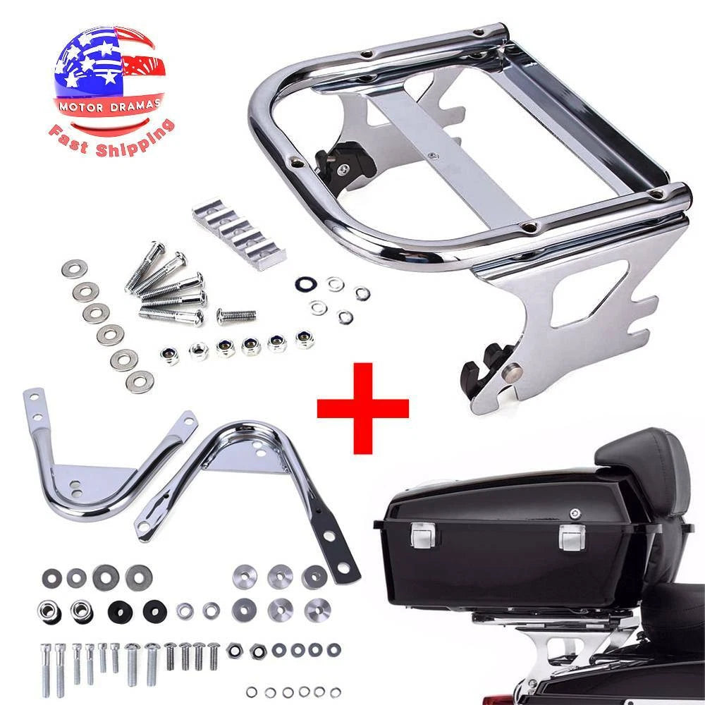 Detachable 2 up Tour Pack Mount Bracket Rack & Docking Hardware For Harley 97-08