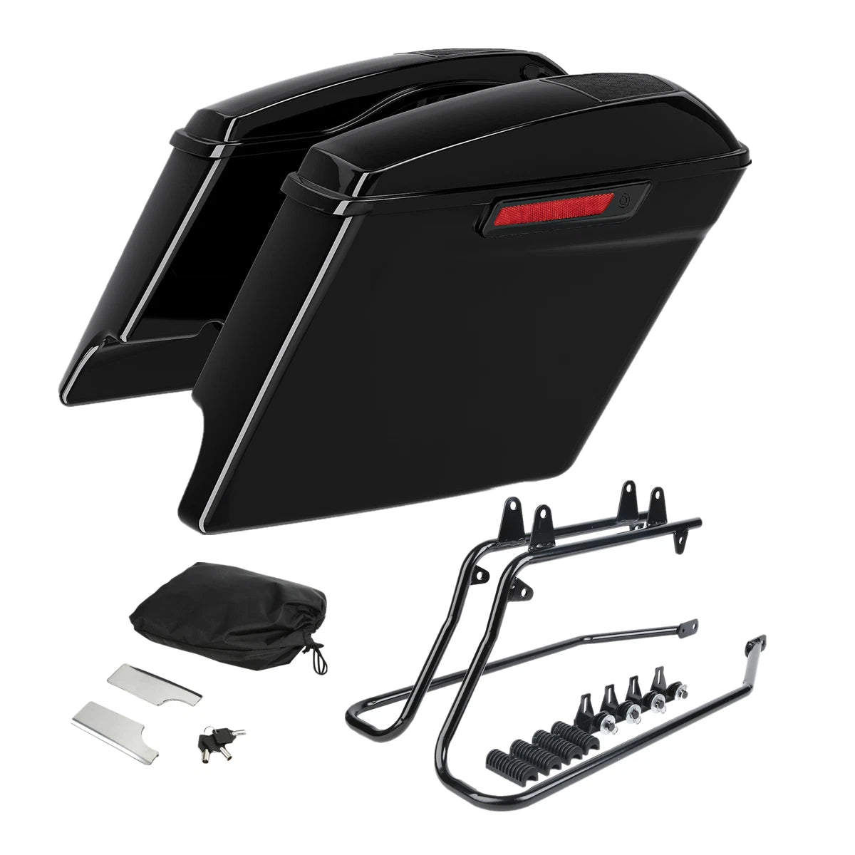 5" Hard Saddlebags 6x9" Lid & Conversion Brackets For Harley Softail FLST 84-17