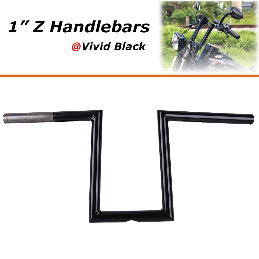 Motorcycle 10-1/2" Rise 1" Ape Hanger Z-Bar Handlebar For Harley Sportster Dyna