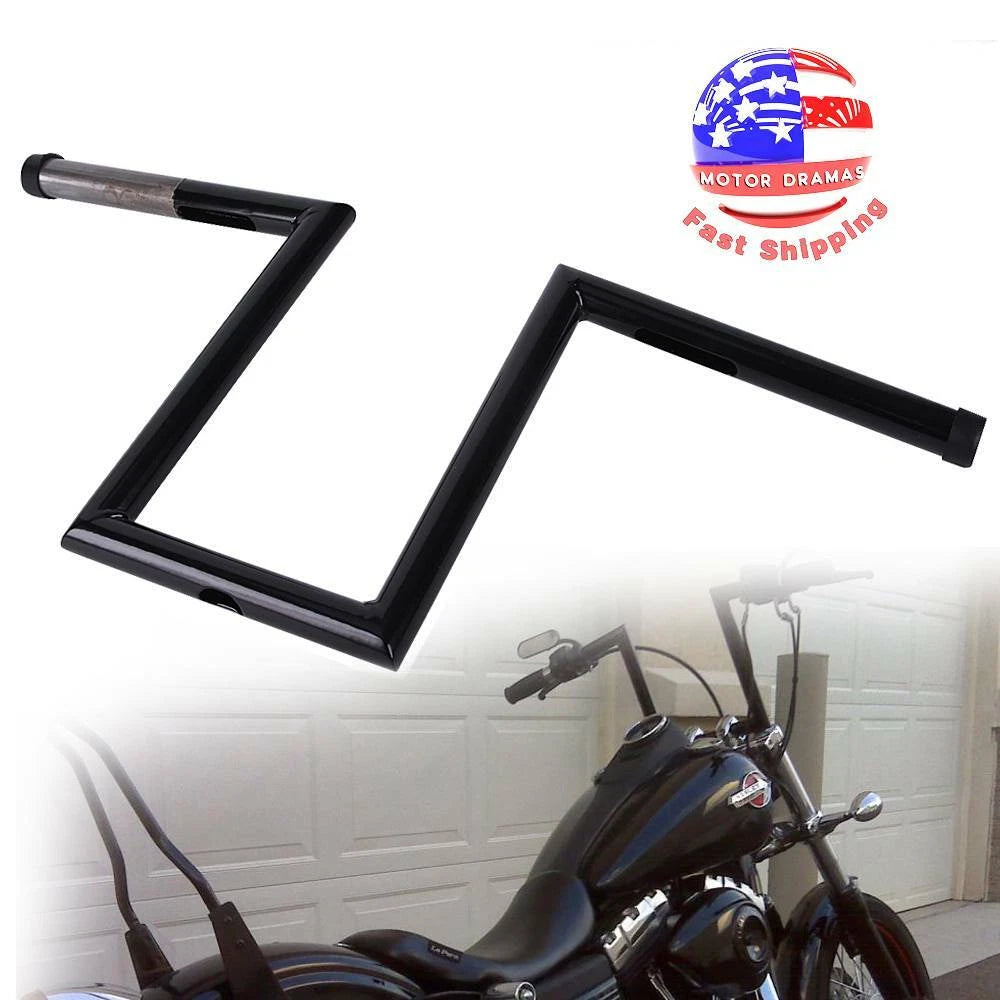 10-1/2" Rise 1'' Motorcycle Handlebars Z-Bar Drag Bars For Harley Chopper Bobber