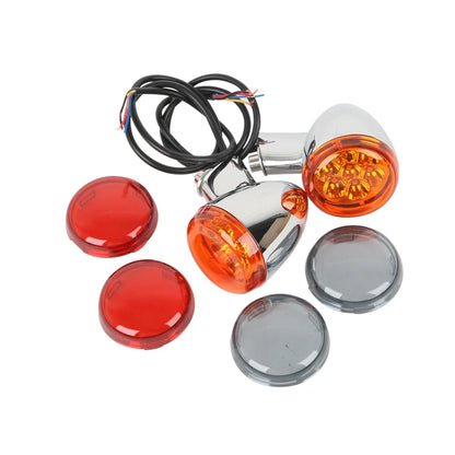Amber Turn Signals LED Lights w/ Bracket For Harley Sportster XL883 XL1200 92-22