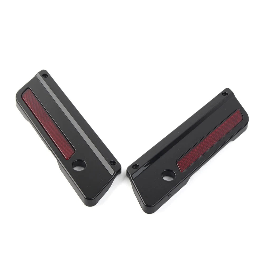 Saddlebag Latch Plate Cover With Red Reflectors For Harley Touring 1993-2013