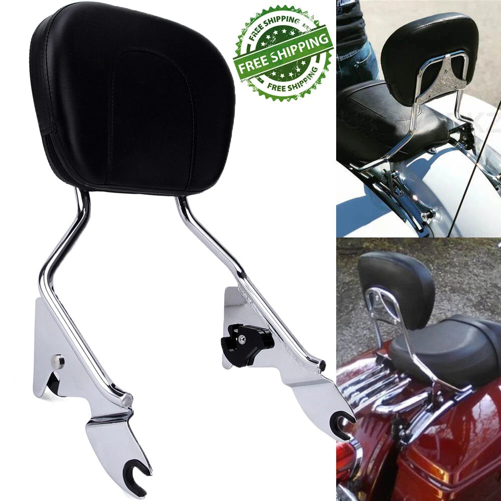 Sissy Bar Passenger Backrest & Pad For Harley Street Glide Road King 2009-2023