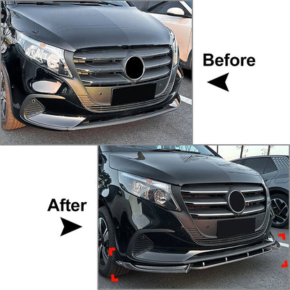 Front Bumper Chin Splitter Lip Trim For Benz V Class Vito W447 2024-2025