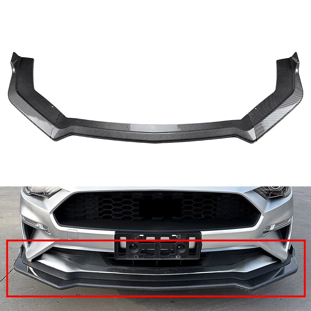 Front Bumper Lip Spoiler Splitter Fit For Ford Mustang 2018-2023 Carbon Look