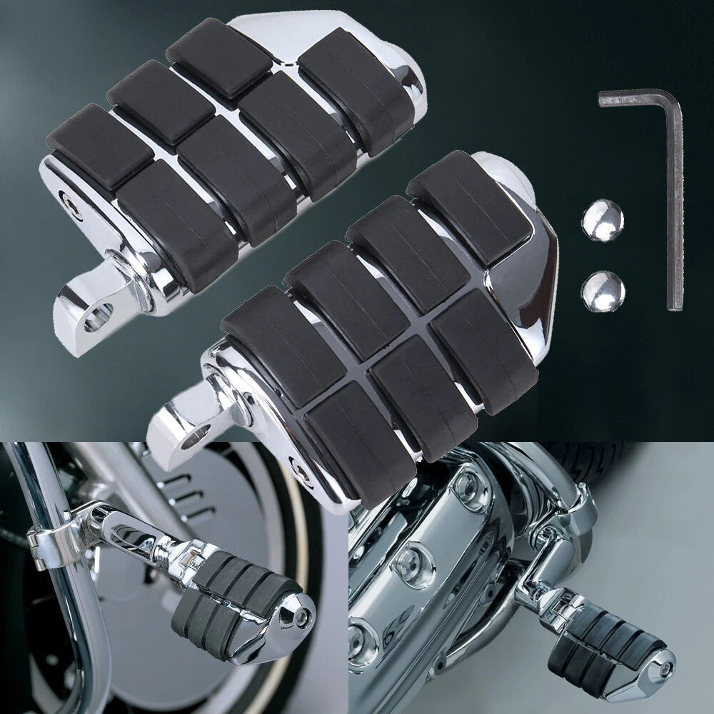10mm Highway Foot Pegs Footrest Chrome Fit For Harley Touring Softail Dyna Honda