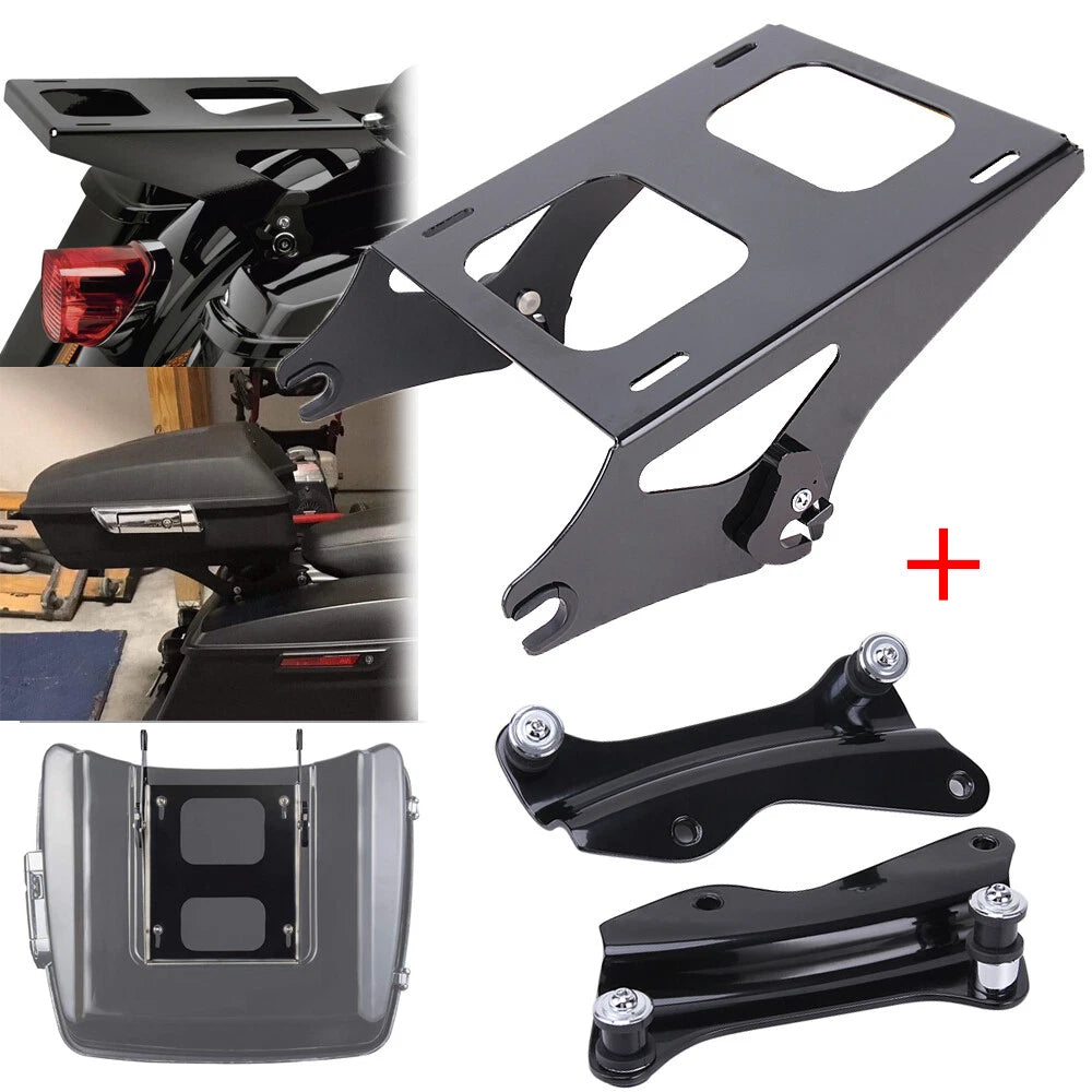 Two Up Tour Pack Mount Luggage Rack + Docking Kit For Harley Touring 2014-2023