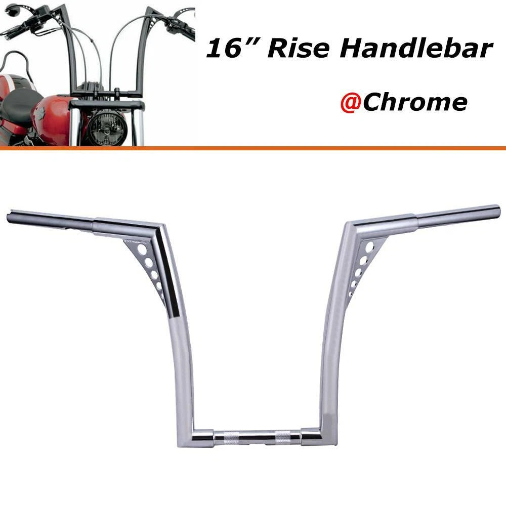Chrome 16" Rise 1-1/4" Ape Hangers Handlebar For Harley Softail Sportster Custom