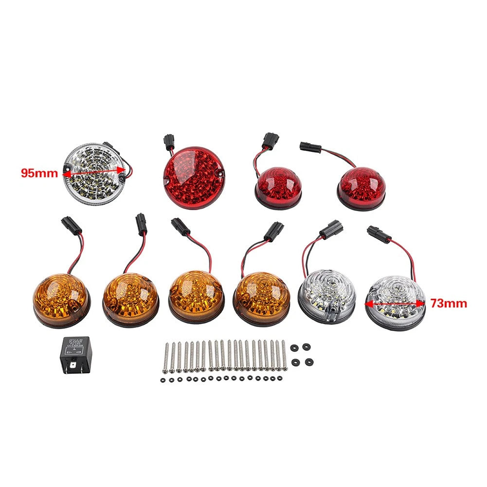 10Pcs Upgrade Round Led Indicator Light Lamp Kit For Land Rover Defender 1990-16