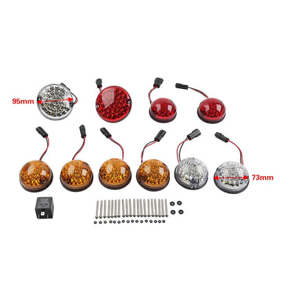 10Pcs Upgrade Round Led Indicator Light Lamp Kit For Land Rover Defender 1990-16