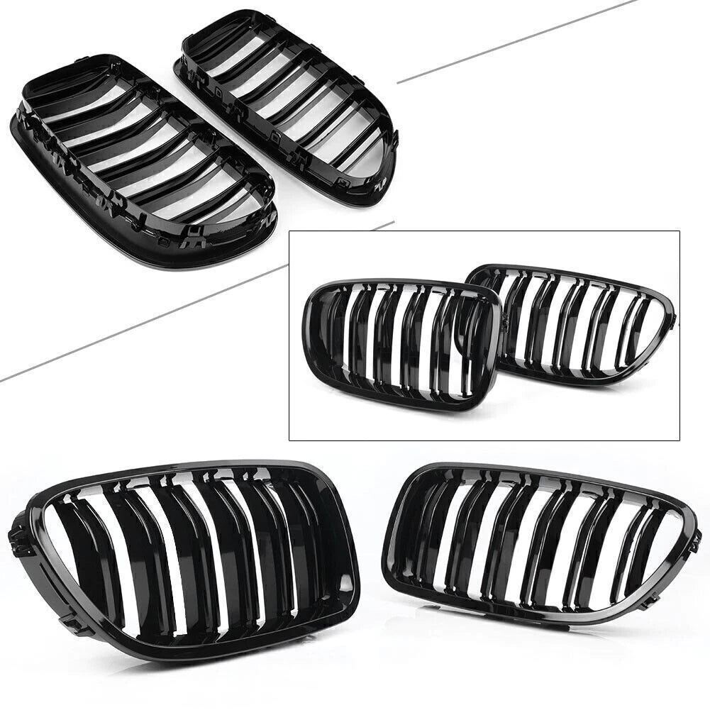 2x Front Grille Grill Kidney Gloss Black For BMW 5-Series F10 F11 M5 528i 530i