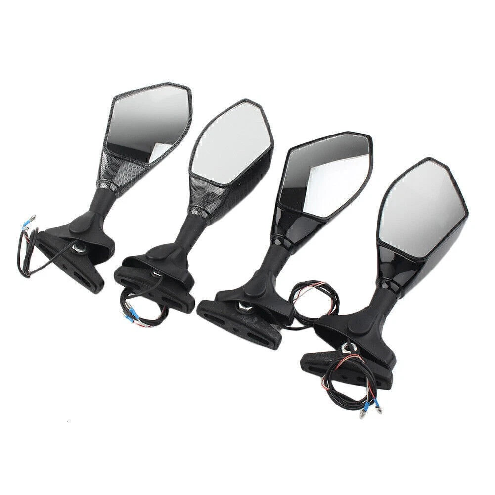 Rearview Mirrors W/ LED Turn Signal Indicator For Ducati Honda Kawasaki Yamaha