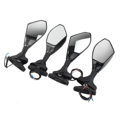 Rearview Mirrors W/ LED Turn Signal Indicator For Ducati Honda Kawasaki Yamaha