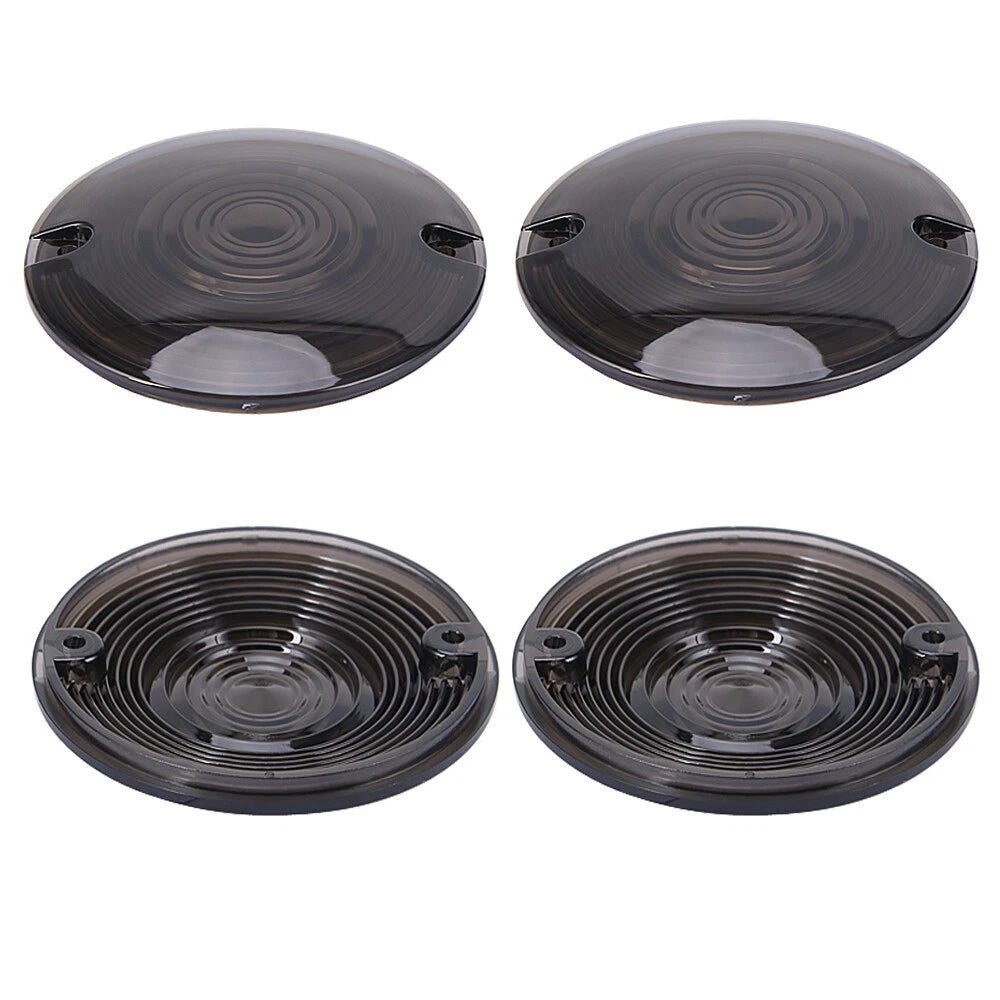 4Pcs Smoked Lens Turn Signal Light Flat Lens Covers For Harley Road King Glide