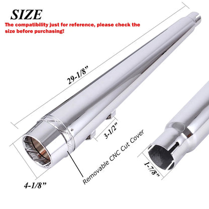 Chrome 4" Slip On Mufflers Exhaust Pipe For Harley Touring Baggers Dresser 95-16