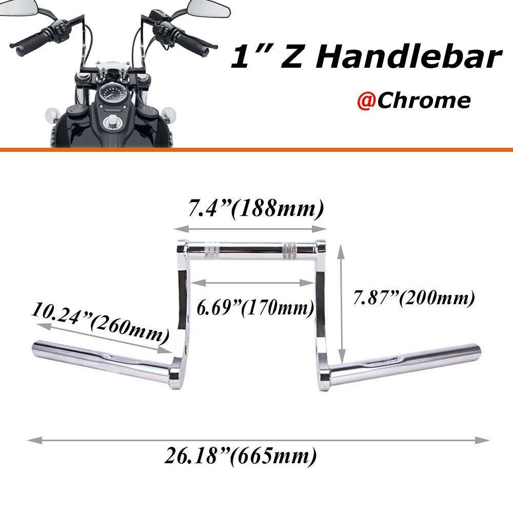 Motorcycle 1'' Handlebars Z Bar Drag Bars Fit For Yamaha Suzuki Honda Harley USA