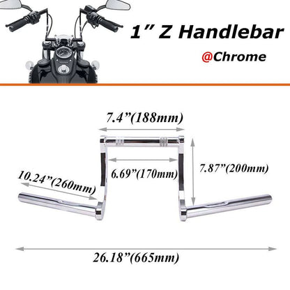 Motorcycle 1'' Handlebars Z Bar Drag Bars Fit For Yamaha Suzuki Honda Harley USA