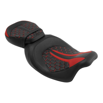 Rider Driver & Passenger Gel Seat Fit For Harley Road Glide King 09-23 Black Red