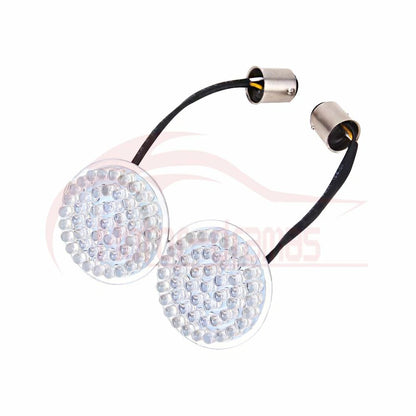 Pair Bullet Style 1157 Turn Signal White Amber LED Lights Inserts Fit for Harley