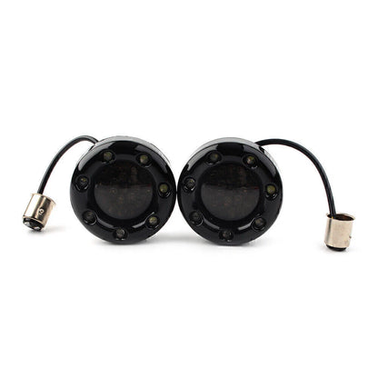 Fit Harley Softail Dyna LED Black Fire Ring Turn Signals Lights Bulbs Lamps