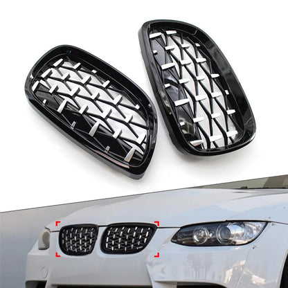 2PCS Front Kidney Grill Diamond Grille For BMW 3 Series E92 2006-10 E93 2007-10