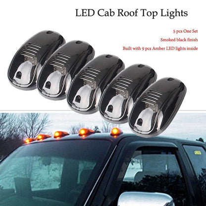 9x LED Cab Roof Top Marker Running Light Smoke Amber For 4x4 SUV Crossover Jeep