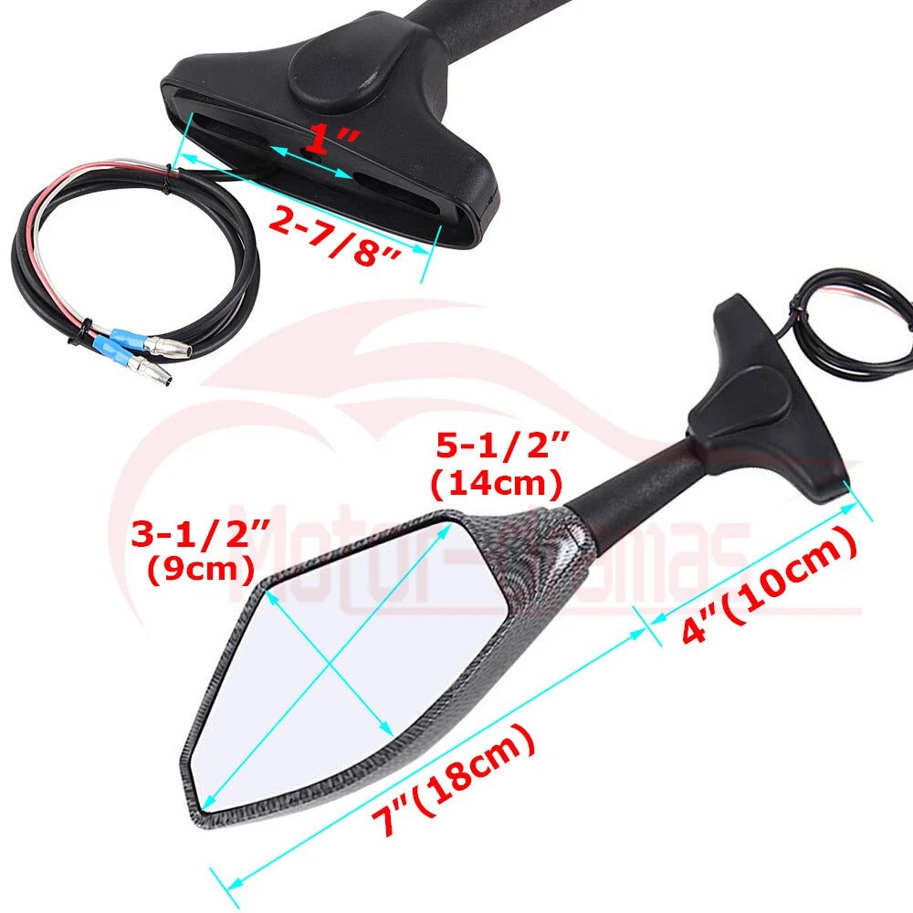Integrated Turn Signal Mirrors For Honda CBR 600 F4i 929 954 RR F1 F2 Hurricane