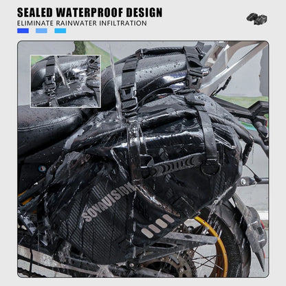 Universal Rear Motorcycle Saddlebags Saddle Storage Side Bags 28L For BMW Honda