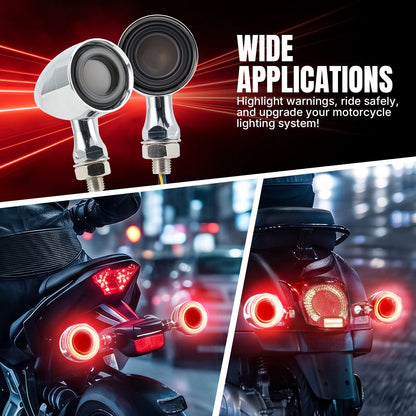 Pair Motorcycle LED Bullet Turn Signals Brake Blinker Light Indicator Amber+Red