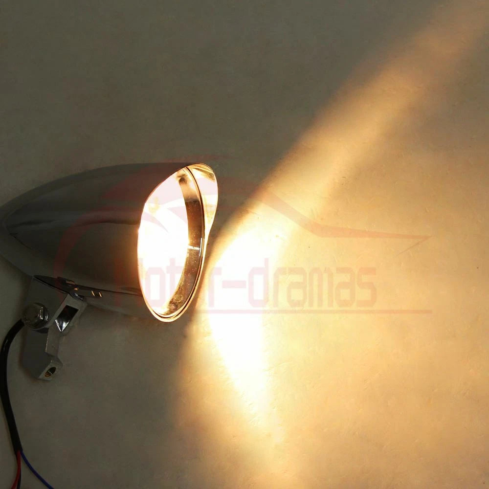 Motorcycle Chrome High Low Visor Bullet Headlight Lamp For Harley Bobber Chopper