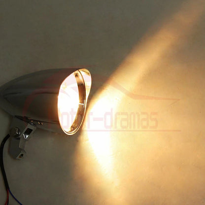 Motorcycle Chrome High Low Visor Bullet Headlight Lamp For Harley Bobber Chopper
