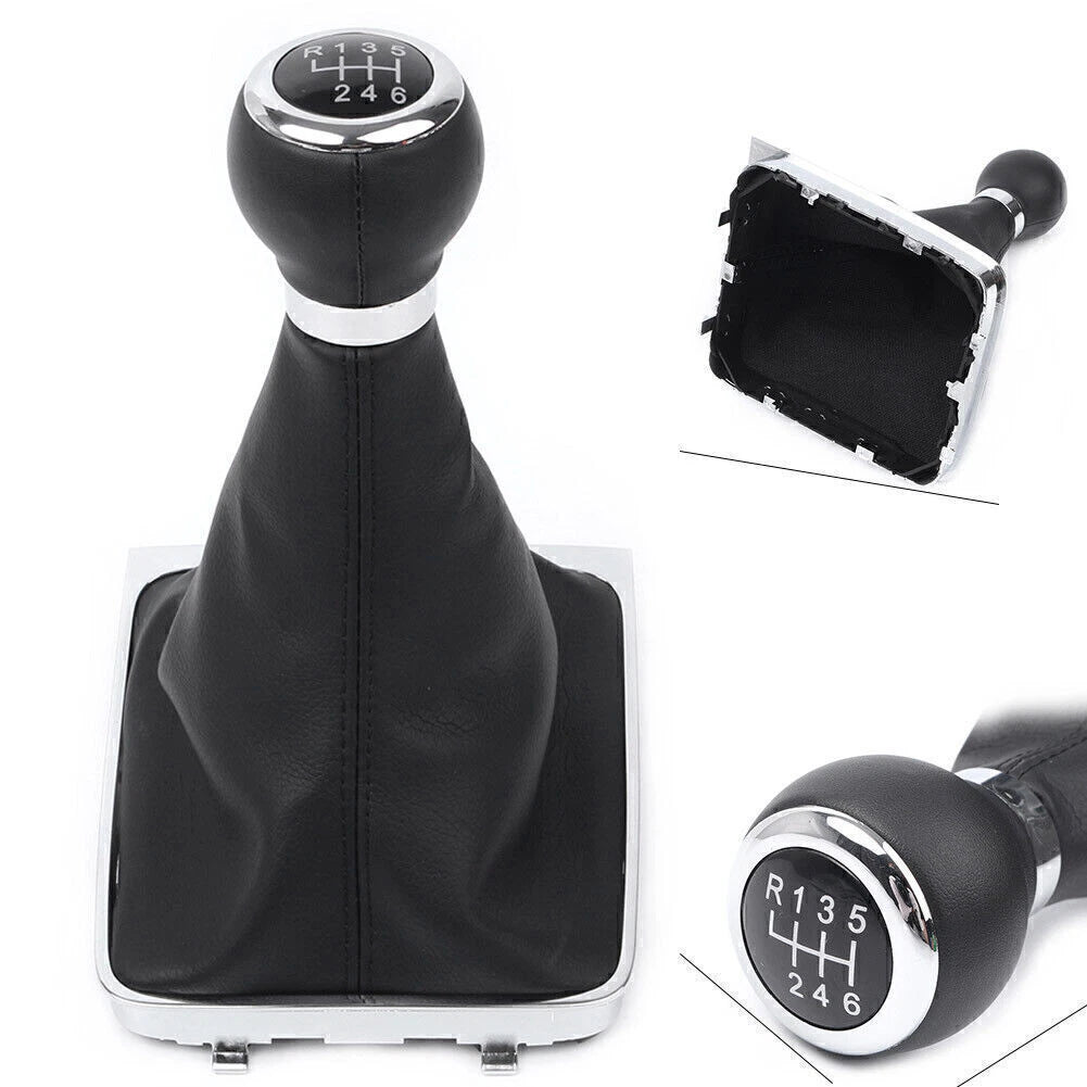 Manual Gear Shift Knob 6-Speed w/ Boot Cover Stick Lever Gaiter for VW Passat B6