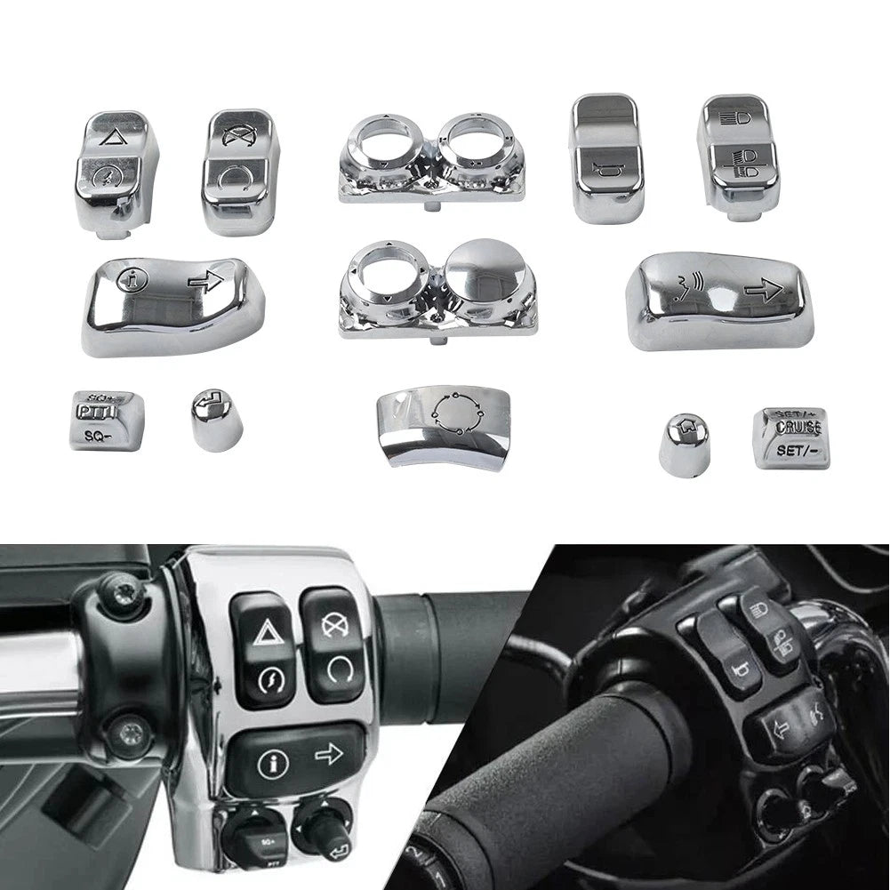 Hand Control Switch Housing Button Cap Chrome For Harley Road Electra Tri Glide