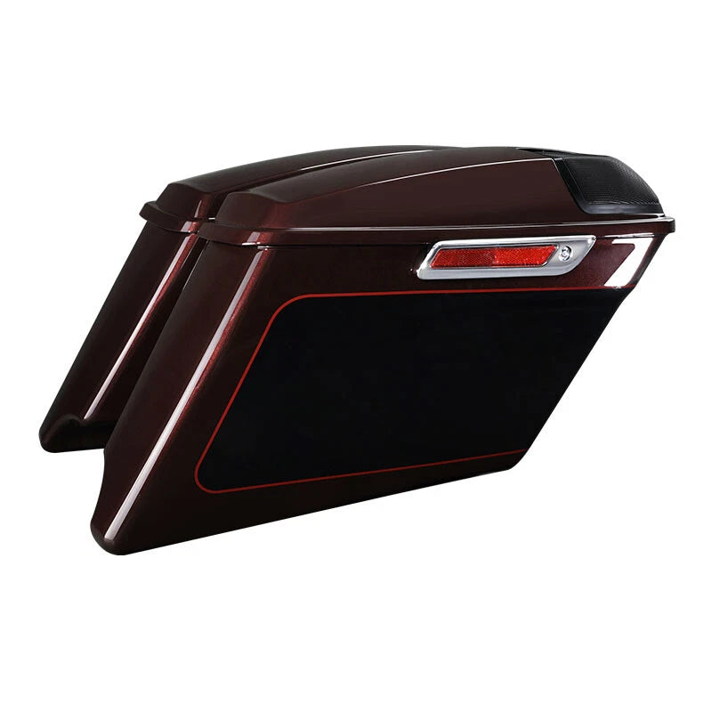 4" Stretched Saddlebags For Harley Touring 2014-23 Midnight Crimson/Vivid Black