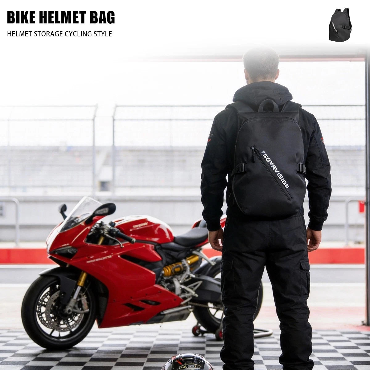 Motorcycle Backpack Lightweight Waterproof Helmet Storage Bag Men for Riders