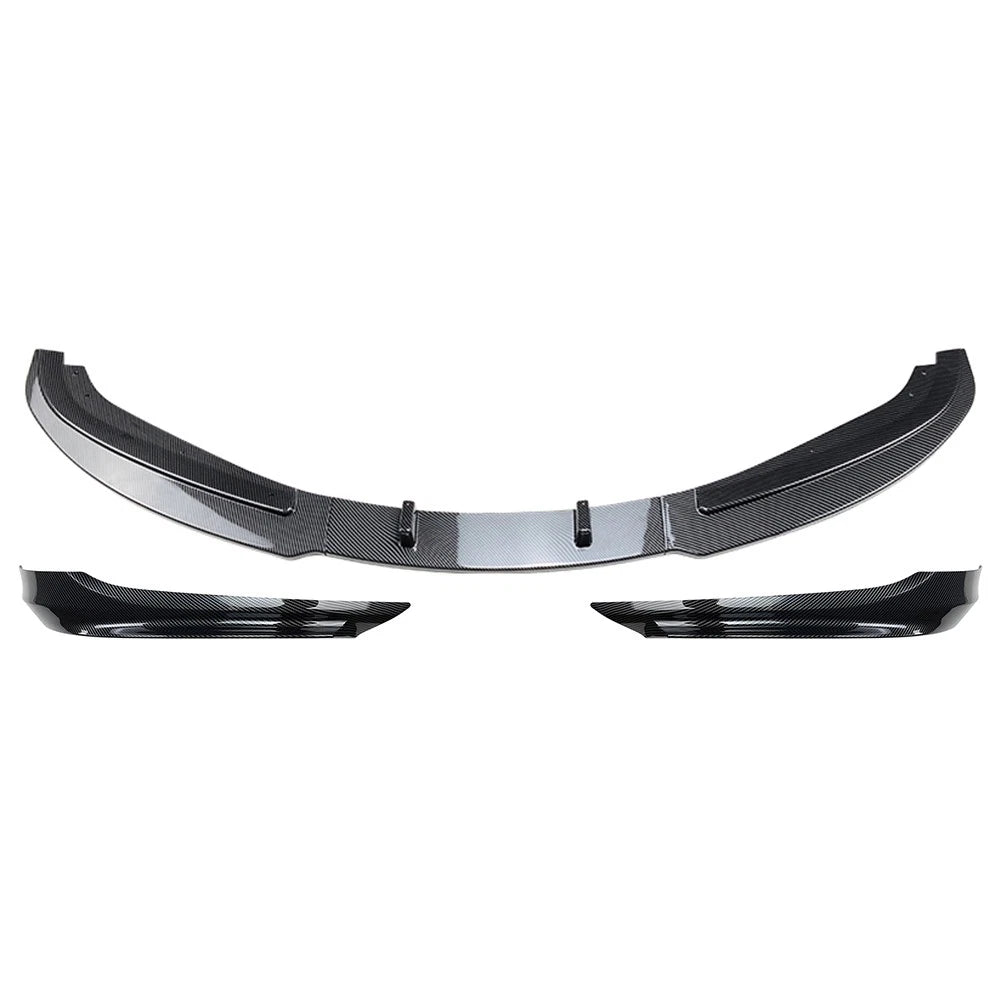 Front Bumper Spoiler Lip+Side Trim For BMW 3Series E90 4-Door Sedan Carbon Black